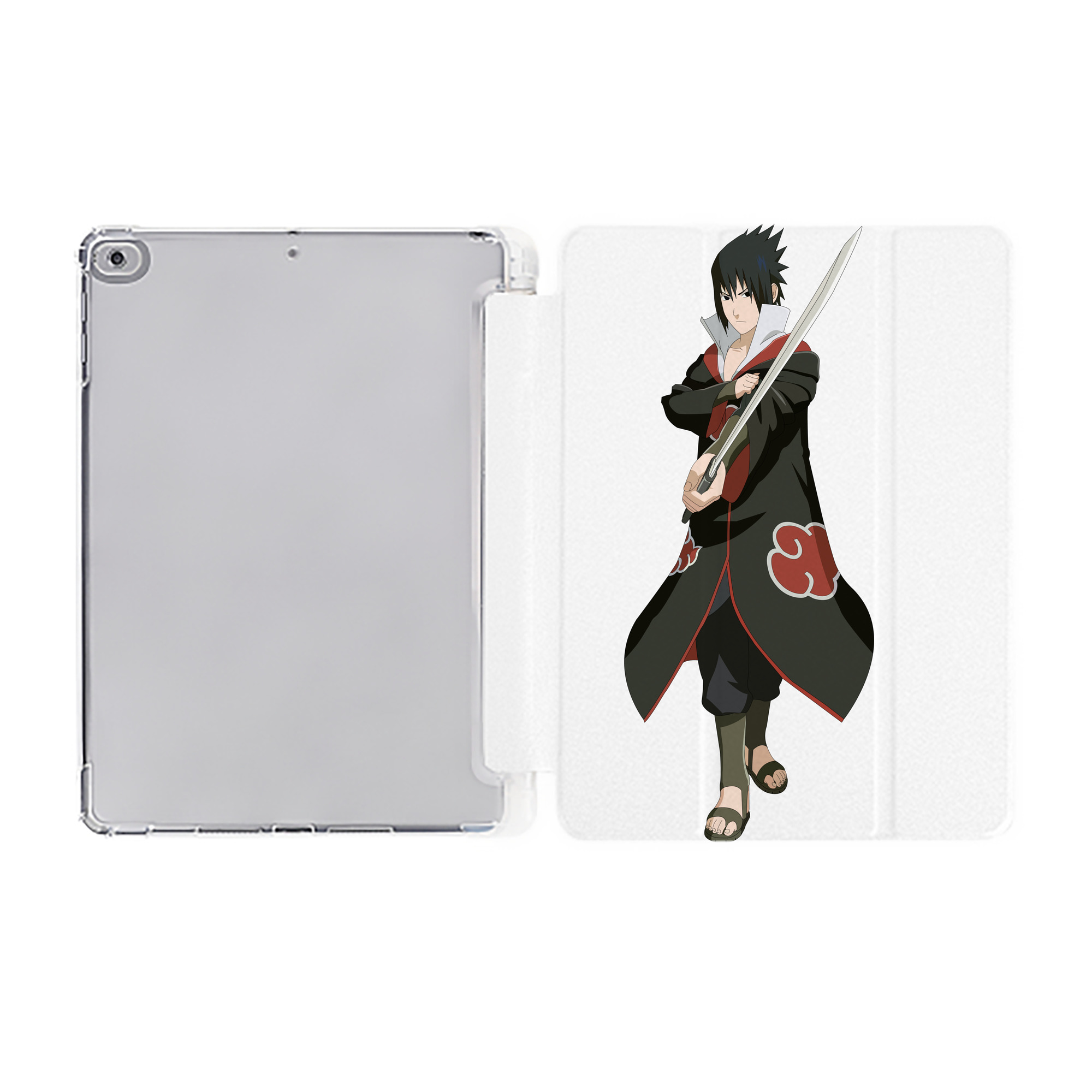 （画像用） NARUTO -ナルト- うちは サスケ Uchiha Sasuke IPad ケース ペン収納付き 三つ折りスタンド PUレザー×シリコン 対応機種9.5/10.5/10.9インチ
